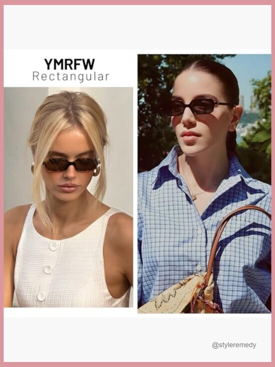 Retro Rectangular Sunglasses UV400 Protection Lightweight Plastic Frame main image 7